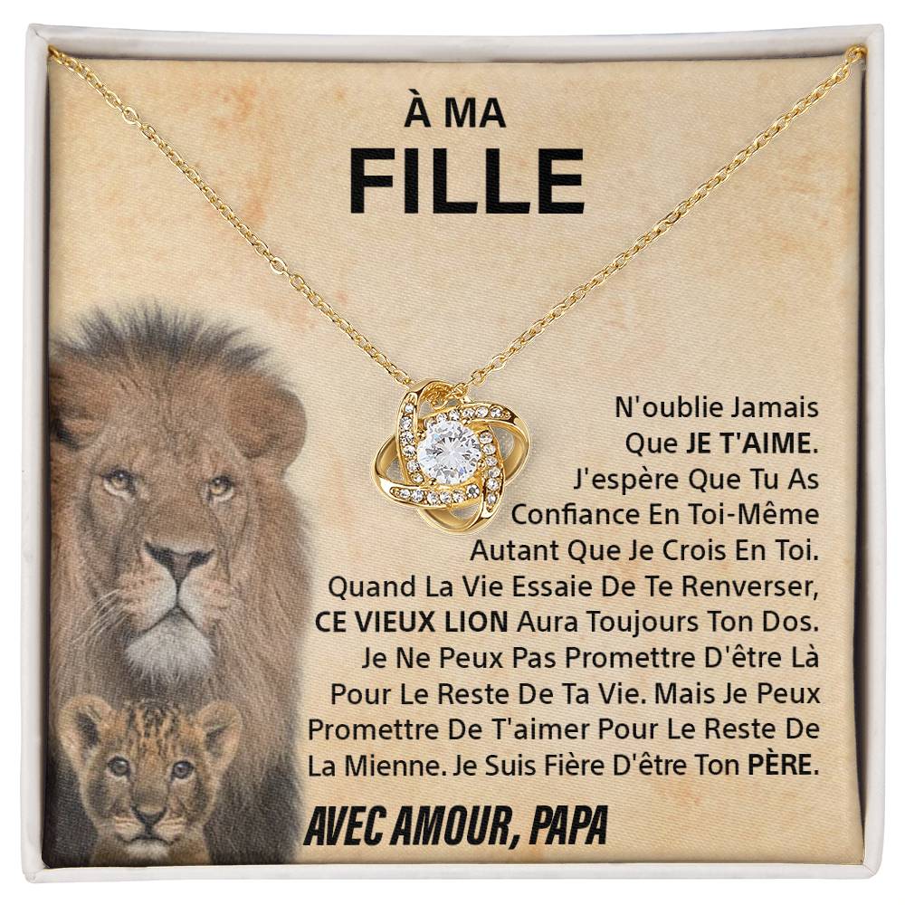 À ma Fille - N'oublie jamais - Collier noeud d'amour