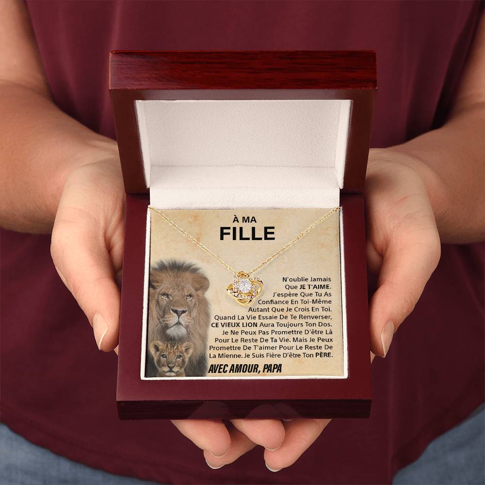 À ma Fille - N'oublie jamais - Collier noeud d'amour - Or