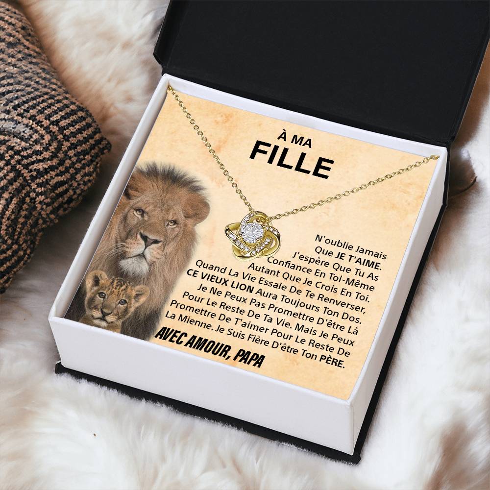 À ma Fille - N'oublie jamais - Collier noeud d'amour