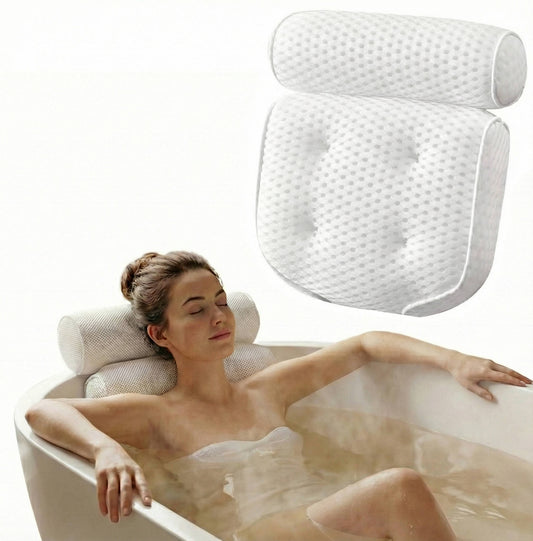 Bath Pillow With Anti-Slip Suction Cups for Neck and Back Support