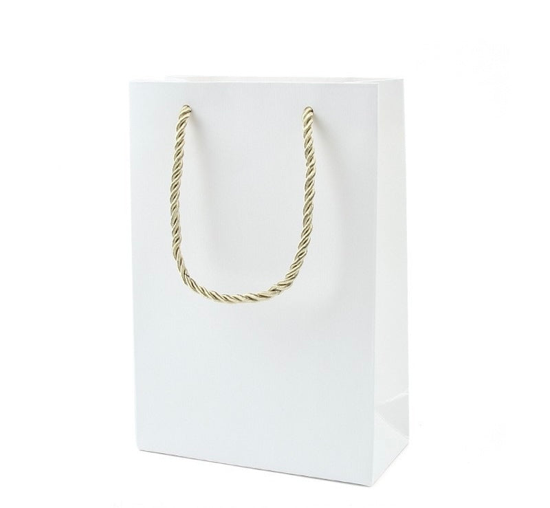 Sac Cadeau Luxe Blanc & Or - Poignées Tressées Élégantes