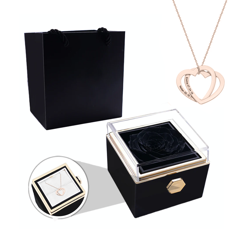 Deux coeurs imbriqués - Collier personnalisé - Or