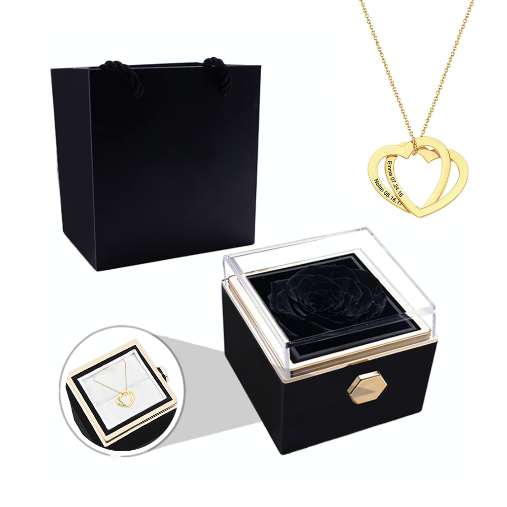 Deux coeurs imbriqués - Collier personnalisé - Or