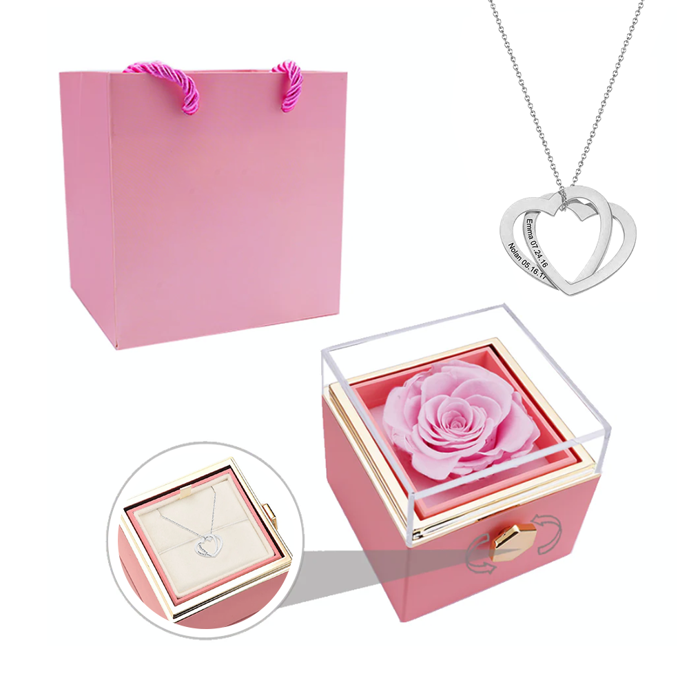 Deux coeurs imbriqués - Collier personnalisé - Or Rose