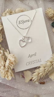 Collier de pierre de naissance personnalisé avec breloque en forme de cœur