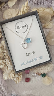 Collier de pierre de naissance personnalisé avec breloque en forme de cœur