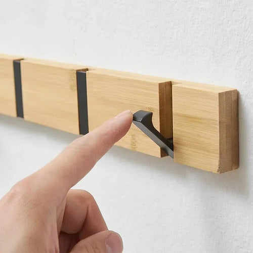 Wooden Wall-Mounted Coat Rack with Hidden Coat Hook