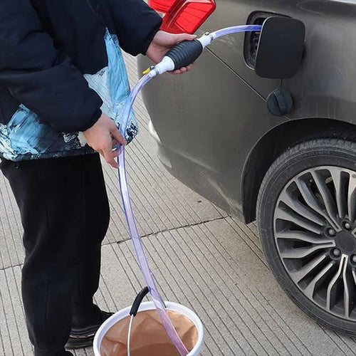 Manual Transfer Pump, Hand-Operated Liquid Pump with Flexible Hose for Fuel, Oil, and Water