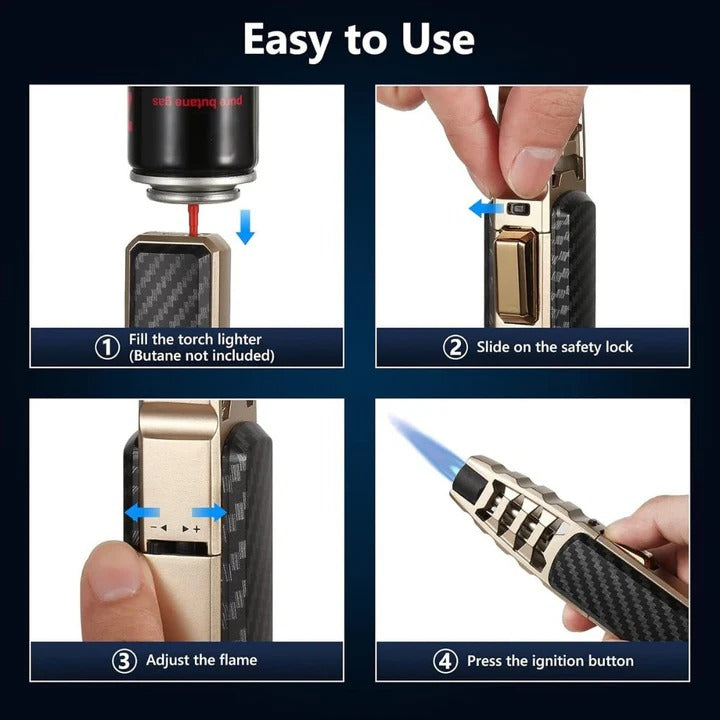 Adjustable Flame Torch Lighter – Blue Flame for Kitchen & Outdoor Use