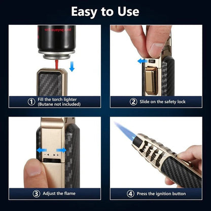 Adjustable Flame Torch Lighter – Blue Flame for Kitchen & Outdoor Use