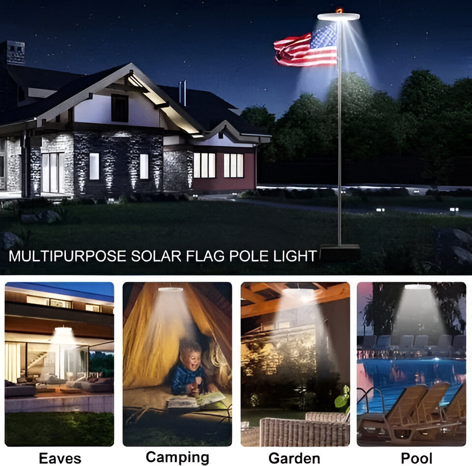 Solar LED Flagpole Light with Automatic On/Off Sensor