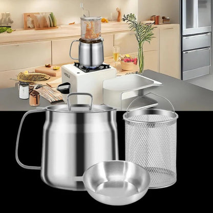 2 in 1 Deep Fryer Pot with Strainer for Home Cooking