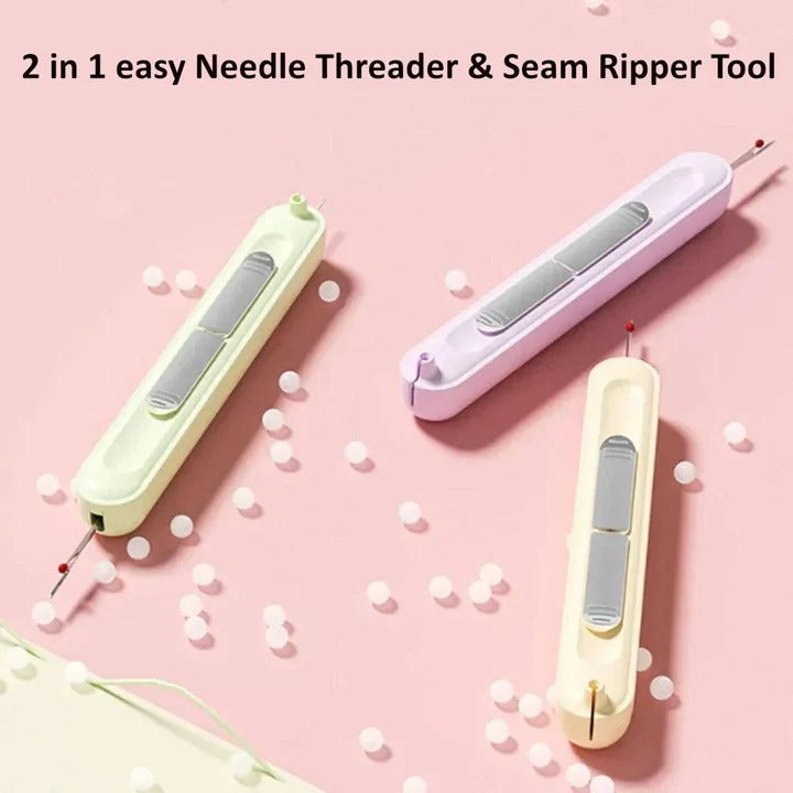Portable Needle Threader & Seam Ripper Tool for Embroidery and Quilting