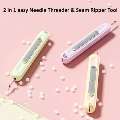 Portable Needle Threader & Seam Ripper Tool for Embroidery and Quilting