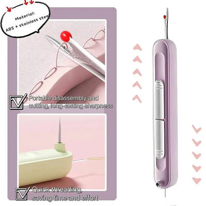 Portable Needle Threader & Seam Ripper Tool for Embroidery and Quilting