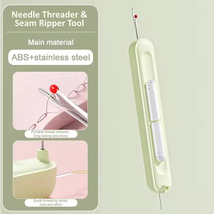 Portable Needle Threader & Seam Ripper Tool for Embroidery and Quilting