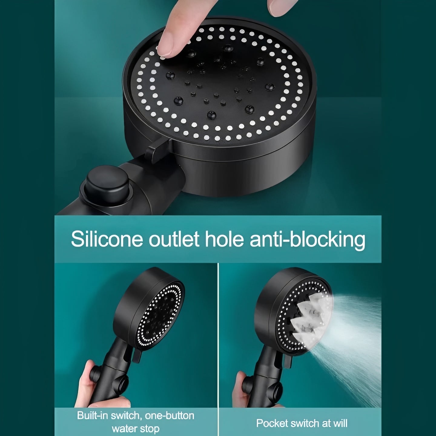 Universal High Pressure Shower Head with Hose and 5 Spray Settings