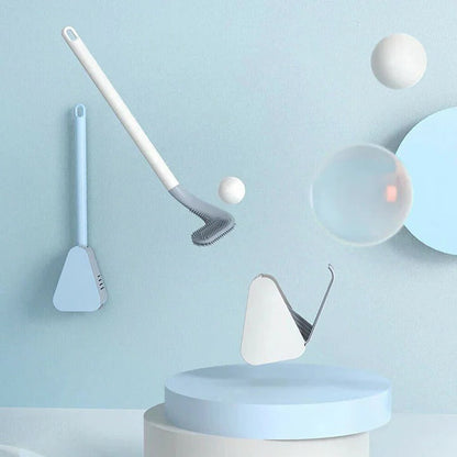 Durable Silicone Toilet Brush with Wall Mount and Ergonomic Long Non-Slip Handle