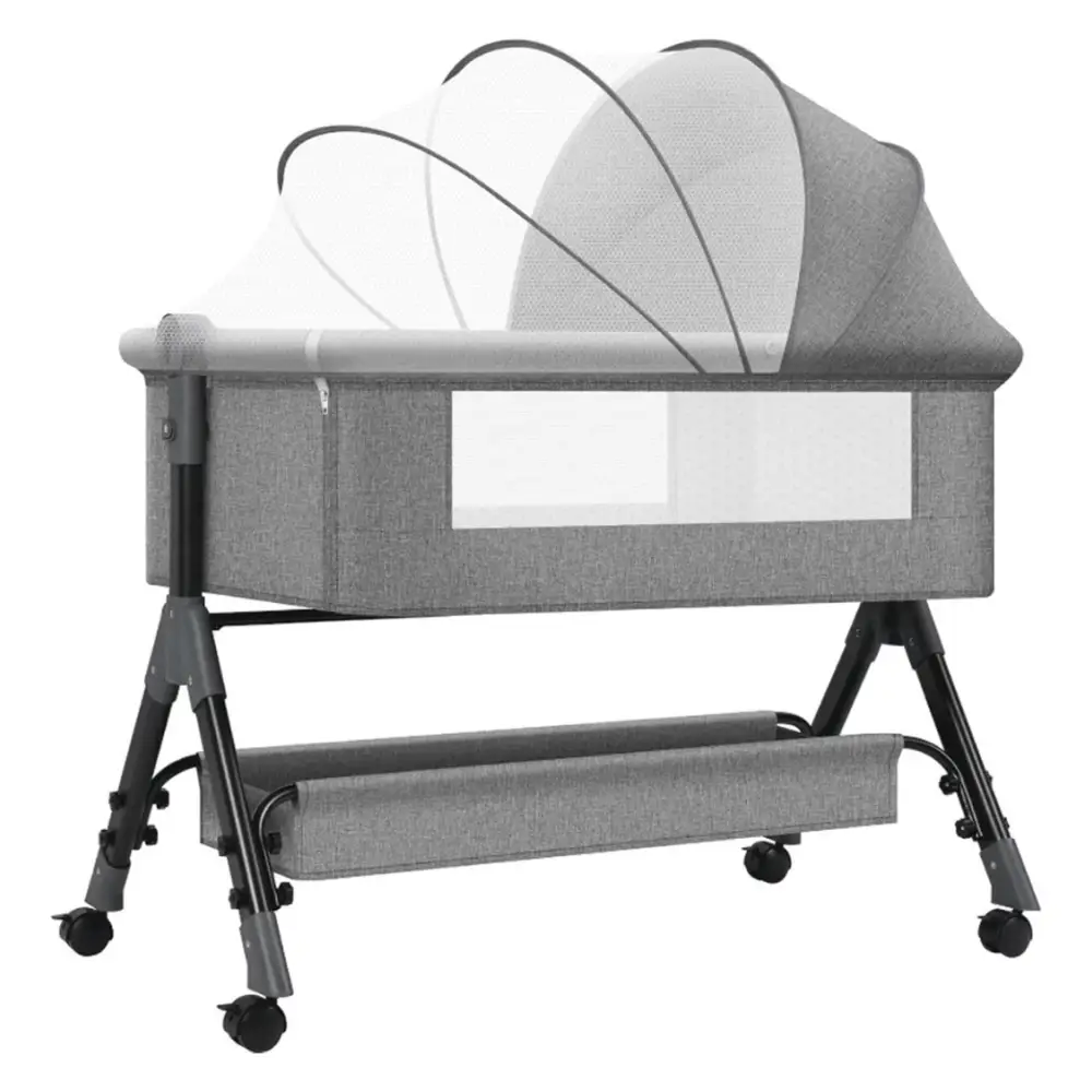Lit cododo bébé - Babydream - Gris / Moustiquaire + Matelas - Lit cododo