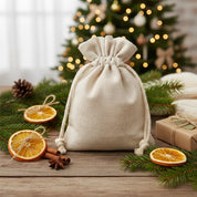 Pochon Cadeau Bijoux en Toile Aspect Lin - Écrin Naturel (11 x 14 cm)